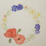 Blumenkranz aus Aquarell mit Mohnblumen